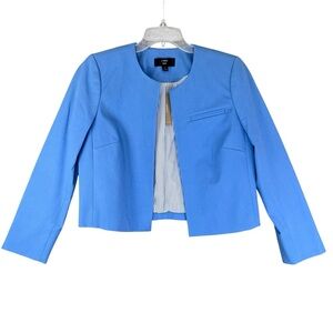 J.Crew 365 Style Cropped Collarless Business Blazer Blue Size 4 NWT